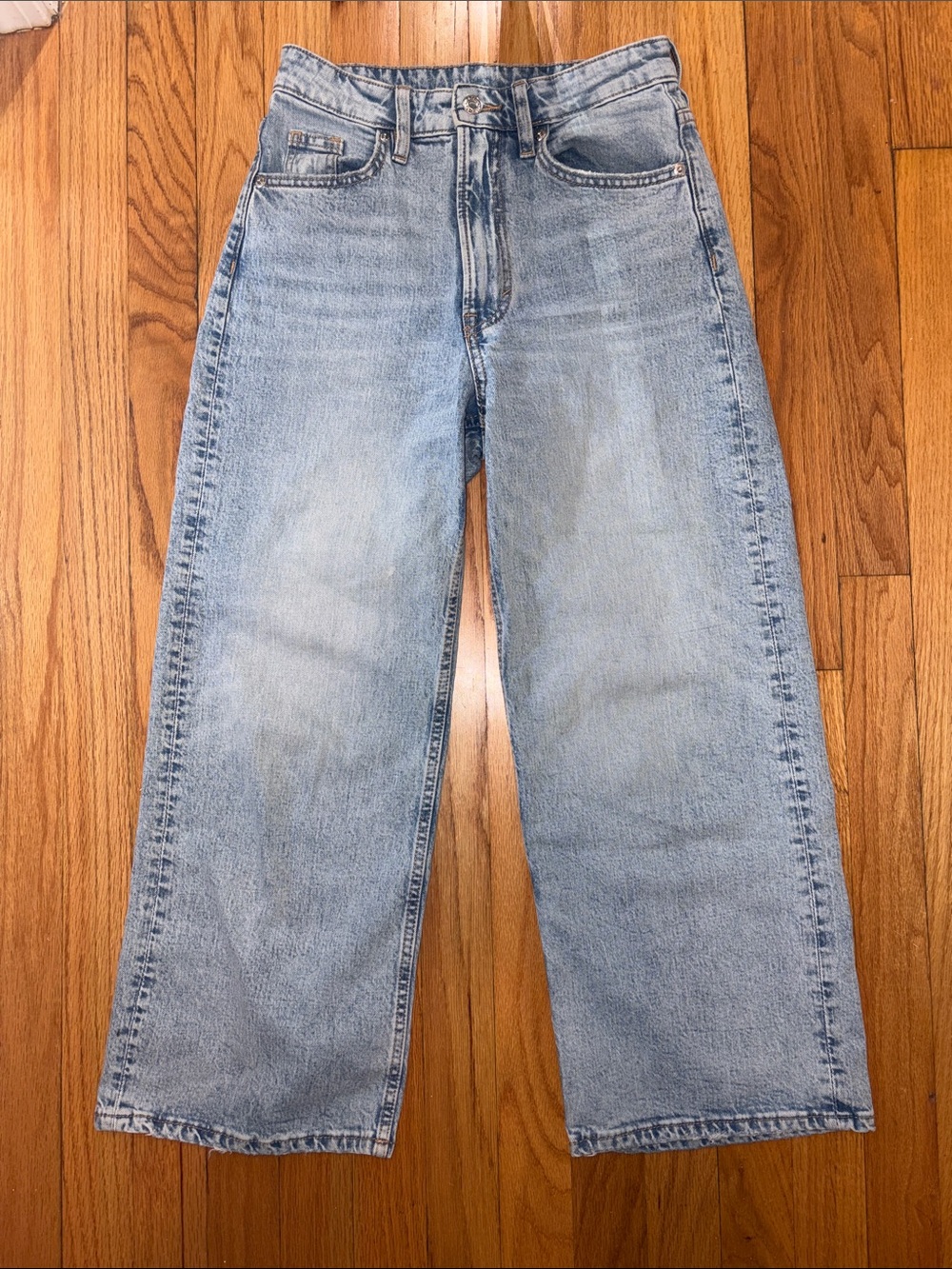 ✨H&M ✨ &Denim Light Wash Cropped Wide Leg High Rise Jeans Size 2